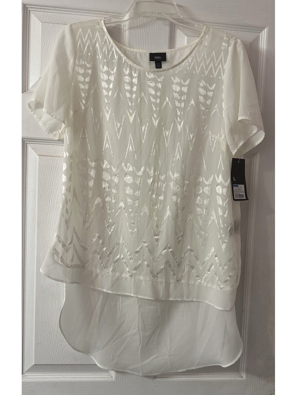Mossimo Women’s Large Cream Burnout Sheer Boho High Low Blouse Top Y2K NWT